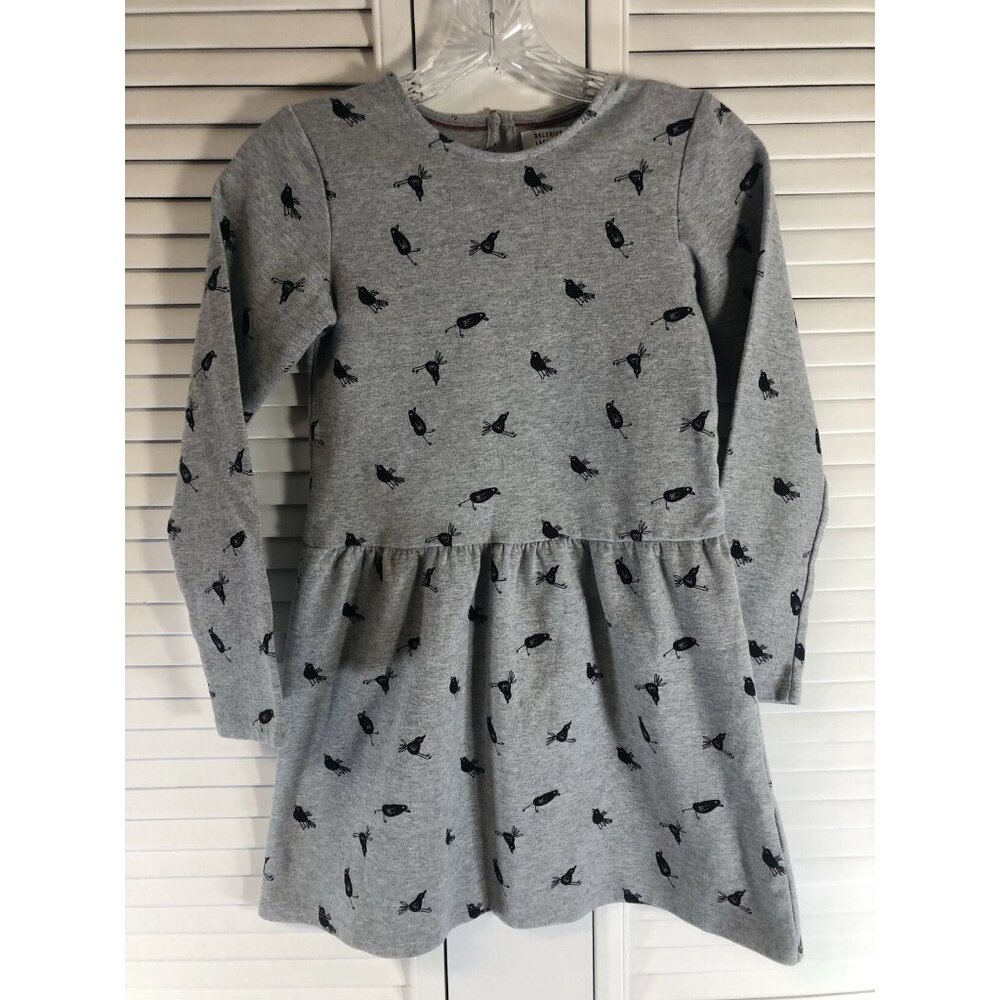 Galeries Lafayette Size 12A Grey Dress With Bird Print